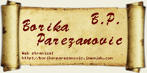 Borika Parezanović vizit kartica